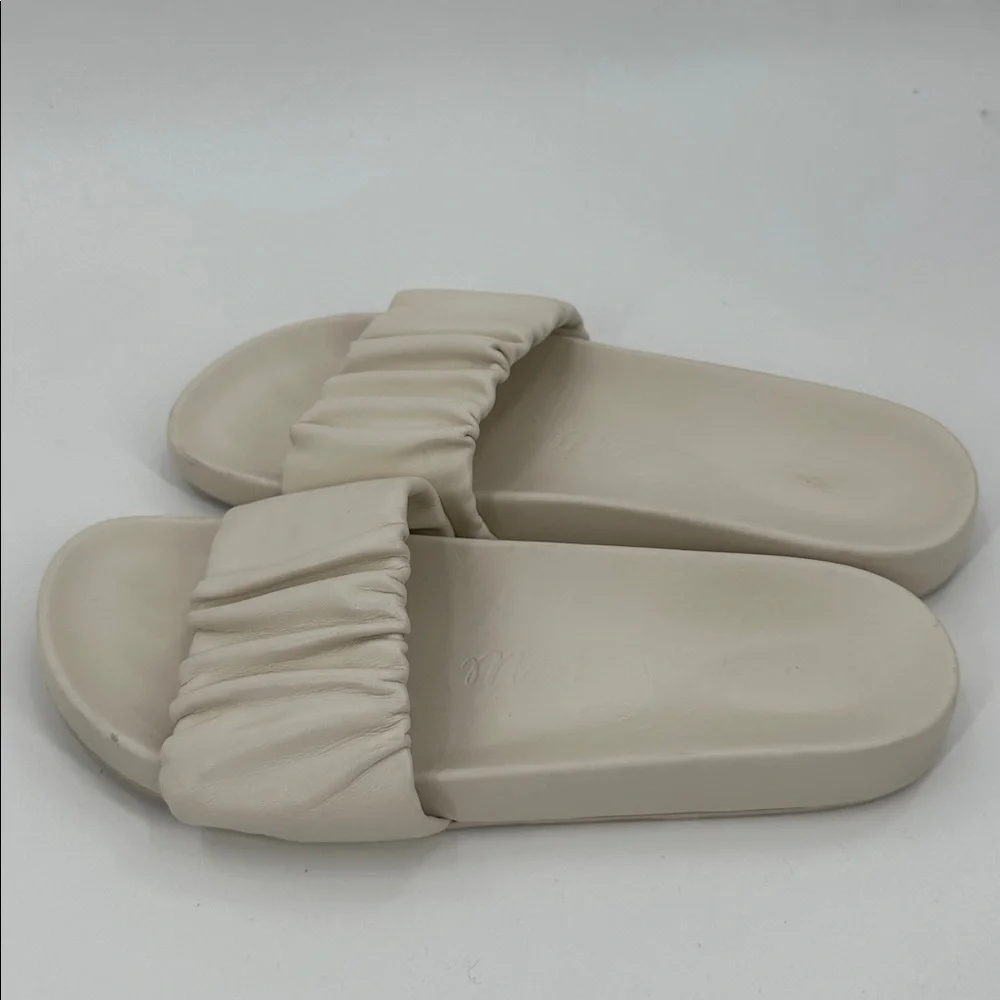 J. Crew Pacific Scrunchie Strap‎ Leather Slides White 9.5